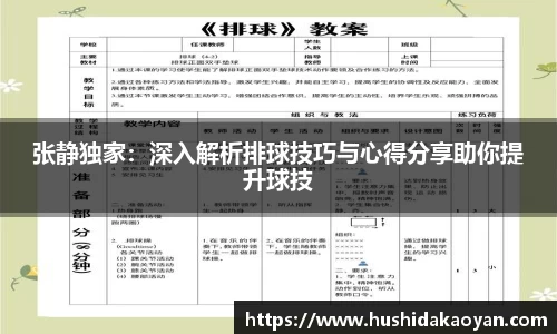 张静独家：深入解析排球技巧与心得分享助你提升球技