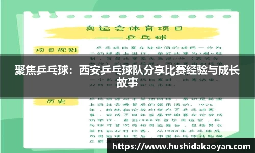 聚焦乒乓球：西安乒乓球队分享比赛经验与成长故事